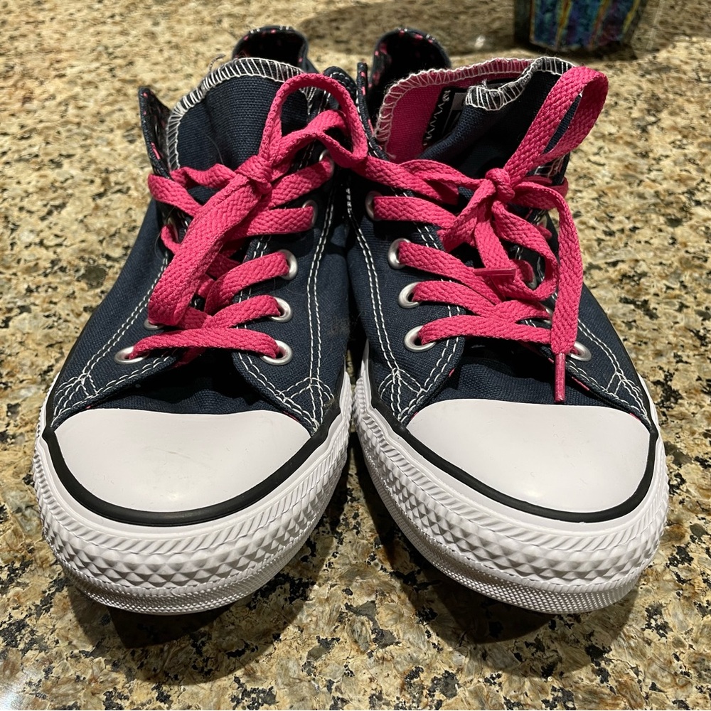 Women's Navy and Pink High-Top Sneakers